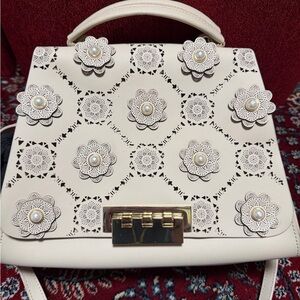 Elegant Cream Floral Handbag